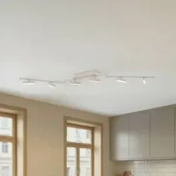 Lindby LED-Strahler Eldrin, weiß, 6-flg., Lichtleiste Eldrin Lindby, dimmbar, weiß / opal, für Wohn- / Esszimmer, Metall, Modern, LED Deckenlampe