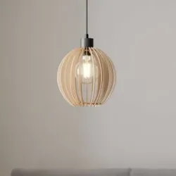 Holz Hängelampe Clay Envostar, dimmbar, Holz hell, für Wohn- / Esszimmer, Holz, Skandinavisch, Pendelleuchte