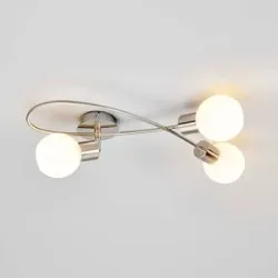 Deckenlampe Elaina Lindby, dimmbar, alu / grau / zink, für Wohn- / Esszimmer, Metall, Modern, Deckenlampe