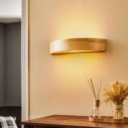 Wandlampe Kerio Lamkur, dimmbar, Holz hell, für Wohn- / Esszimmer, Holz, Modern, Wandleuchte, Wandlampe Innen