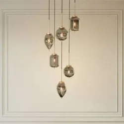 Glas Hängelampe Elani Lucande, dimmbar, schwarz, für Wohn- / Esszimmer, Glas, Modern, Pendelleuchte