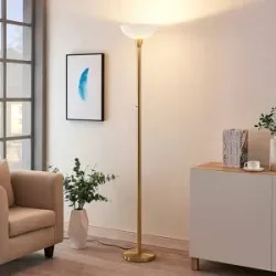 Deckenfluter Ignacia Lindby, messing / gold, für Wohn- / Esszimmer, Metall, Modern, Stehlampe