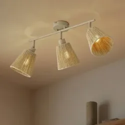Deckenlampe Anuva Lindby, dimmbar, creme / amber, für Wohn- / Esszimmer, Papier / Lunolit / Lunopal, Skandinavisch, Deckenlampe