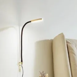 Wandlampe Flexola Lindby, dimmbar, schwarz, für Schlafzimmer, Metall, LED Wandleuchte, Wandlampe Innen