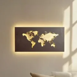 Wandlampe World Lucande, braun / rost, für Wohn- / Esszimmer, Metall, Modern, LED Wandleuchte, Wandlampe Innen