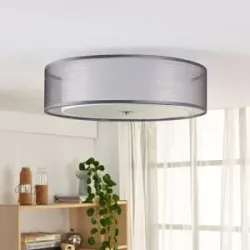 Deckenlampe Tobia Lindby, dimmbar, alu / grau / zink, für Wohn- / Esszimmer, Textil / Stoff / Seide, Modern, Deckenlampe
