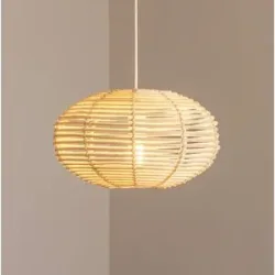 Euluna Holz Hängelampe RATTAN Nowodvorski Lighting, dimmbar, Holz hell, für Wohn- / Esszimmer, Holz, Pendelleuchte