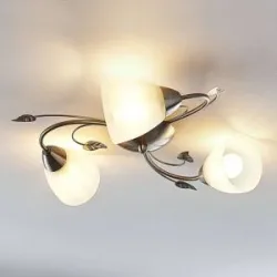 Deckenlampe Yannie Lindby, dimmbar, alu / grau / zink, für Wohn- / Esszimmer, Metall, Antik, Deckenlampe