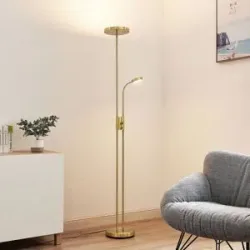 LED Deckenfluter Seppa Lindby, dimmbar, messing / gold, für Wohn- / Esszimmer, Metall, Modern, LED Stehlampe