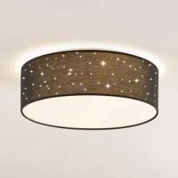 LED Deckenlampe Ellamina Lindby, schwarz, für Wohn- / Esszimmer, Textil / Stoff / Seide, Modern, LED Deckenleuchte