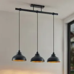 Hängelampe Emna Lindby, dimmbar, schwarz, für Wohn- / Esszimmer, Metall, Vintage, Pendelleuchte