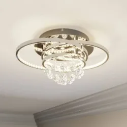 LED Deckenlampe Keely Lucande, dimmbar, chrom / silber, für Wohn- / Esszimmer, Metall, Modern, LED Deckenleuchte