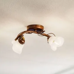 Deckenlampe Siena Lamkur, dimmbar, braun / rost, für Wohn- / Esszimmer, Metall, Florentiner, Deckenlampe