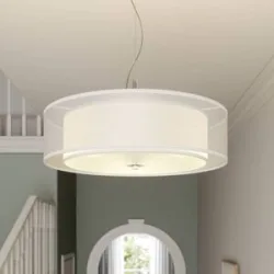 Hängelampe Pikka Lindby, dimmbar, weiß / opal, für Wohn- / Esszimmer, Textil / Stoff / Seide, Modern, Pendelleuchte