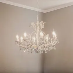 Kristall Kronleuchter Teresa ONLI, dimmbar, creme / amber, für Wohn- / Esszimmer, Metall, Antik, Kristall Kronleuchter