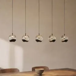 Glas Hängelampe Hayley Lucande, klar / transparent, für Wohn- / Esszimmer, Glas, Modern, Pendelleuchte