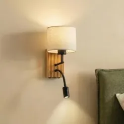 Wandlampe Lieske Lucande, creme / amber, für Wohn- / Esszimmer, Textil / Stoff / Seide, Modern, Wandleuchte, Wandlampe Innen