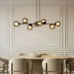 Glas Hängelampe Isamer Lindby, dimmbar, schwarz, für Wohn- / Esszimmer, Metall, Modern, Pendelleuchte