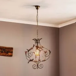 Hängelampe Contessa ONLI, dimmbar, bronze / altmessing, für Wohn- / Esszimmer, Metall, Antik, Pendelleuchte