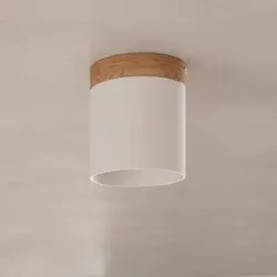 Deckenspot Rif, weiß, Ø 12 cm, Holz, Aluminium Rif SOLLUX LIGHTING, dimmbar, weiß / opal, für Flurbereich, Aluminium, Strahler