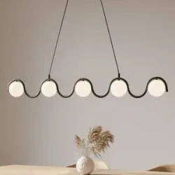 Glas Hängelampe Sinus 5 EMIBIG LIGHTING, dimmbar, schwarz, für Wohn- / Esszimmer, Glas, Modern, Pendelleuchte
