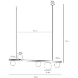 Hängelampe Garda 5 ALDEX, dimmbar, schwarz, für Wohn- / Esszimmer, Metall, Modern, Pendelleuchte