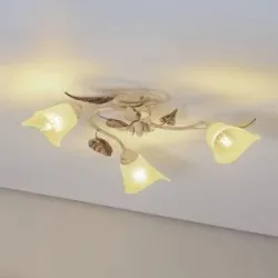 Deckenlampe Vanda ONLI, dimmbar, creme / amber, für Wohn- / Esszimmer, Metall, Florentiner, Deckenlampe