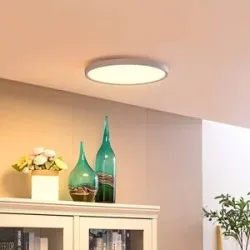Smart Home Deckenlampe Denora Lindby, dimmbar, weiß / opal, für Wohn- / Esszimmer, Kunststoff, Modern, Smart Home Deckenlampe