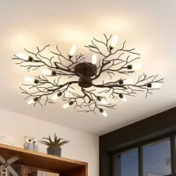 Deckenlampe Bigna Lindby, dimmbar, braun / rost, für Wohn- / Esszimmer, Metall, Modern, Deckenlampe