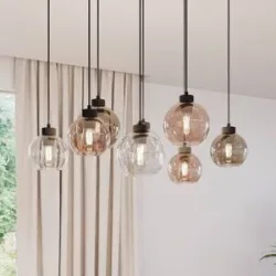Glas Hängelampe Cubus TK Lighting, dimmbar, klar / transparent, für Wohn- / Esszimmer, Glas, Modern, Pendelleuchte