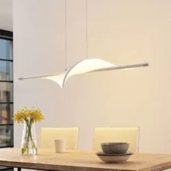 Hängelampe Edano Lucande, dimmbar, weiß / opal, für Wohn- / Esszimmer, Textil / Stoff / Seide, Modern, Pendelleuchte