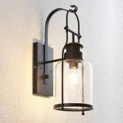 Wandlampe Rozalie Lindby, dimmbar, schwarz, für Flurbereich, Metall, Vintage, Wandleuchte, Wandlampe Innen