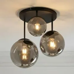 Deckenlampe Teeja Lindby, dimmbar, schwarz, für Wohn- / Esszimmer, Glas, Modern, Deckenlampe