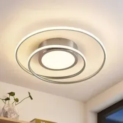 LED Deckenlampe Bovia Lindby, dimmbar, alu / grau / zink, für Wohn- / Esszimmer, Aluminium, Modern, LED Deckenleuchte