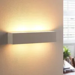 Wandlampe Tjada Lindby, dimmbar, weiß / opal, für Wohn- / Esszimmer, Gips / Ton, Modern, Wandleuchte, Wandlampe Innen