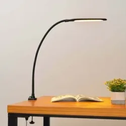 Klemmleuchte Nilay Lindby, dimmbar, schwarz, für Arbeitszimmer / Büro, Metall, Modern, Klemmleuchte