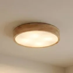 Deckenlampe Tanju Lindby, dimmbar, Holz hell, für Wohn- / Esszimmer, Holz, Landhaus / Rustikal, Deckenlampe