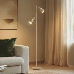 Stehlampe Ovelia Lindby, creme / amber, für Wohn- / Esszimmer, Metall, Modern, Stehlampe
