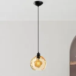 Glas Hängelampe Benek Opviq, dimmbar, gelb / orange, für Wohn- / Esszimmer, Glas, Junges Wohnen, Pendelleuchte