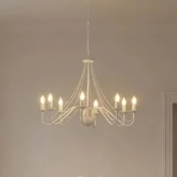 Kronleuchter Malbo, weiß, Metall, 8-flammig, E14 Malbo HELAM, dimmbar, weiß / opal, für Wohn- / Esszimmer, Metall, Modern