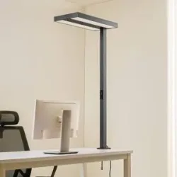Klemmleuchte Logan Arcchio, dimmbar, schwarz, für Arbeitszimmer / Büro, Aluminium, Modern, Klemmleuchte
