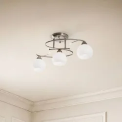 Deckenlampe Svean Lindby, dimmbar, alu / grau / zink, für Wohn- / Esszimmer, Glas, Modern, Deckenlampe