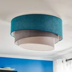 Deckenlampe Pastell Trio Duolla, dimmbar, blau, für Wohn- / Esszimmer, Textil / Stoff / Seide, Junges Wohnen, Deckenlampe
