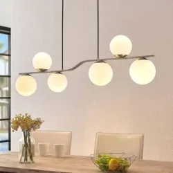 Hängelampe Avalyn Lindby, dimmbar, alu / grau / zink, für Wohn- / Esszimmer, Glas, Modern, Pendelleuchte