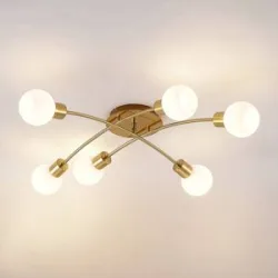 Deckenlampe Agmar Lindby, dimmbar, messing / gold, für Wohn- / Esszimmer, Metall, Modern, Deckenlampe