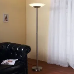 LED Deckenfluter Ragna Lindby, dimmbar, alu / grau / zink, für Wohn- / Esszimmer, Glas, Modern, LED Stehlampe