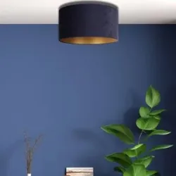 Deckenlampe Golden Roller Duolla, dimmbar, blau, für Wohn- / Esszimmer, Textil / Stoff / Seide, Deckenlampe