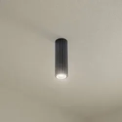 Deckenlampe Karbon SOLLUX LIGHTING, dimmbar, schwarz, für Wohn- / Esszimmer, Aluminium, Modern, Deckenlampe