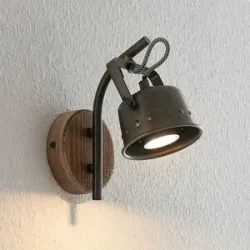 Wandstrahler Rubinjo Lindby, dimmbar, schwarz, für Wohn- / Esszimmer, Metall, Vintage, Wandleuchte, Wandlampe Innen