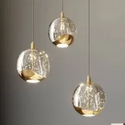 Glas Hängelampe Hayley Lucande, klar / transparent, für Wohn- / Esszimmer, Glas, Modern, Pendelleuchte